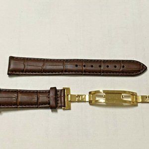Omega Seamaster 20mm Brown Leather Watch Band with Butterfly Buckle- Band Only